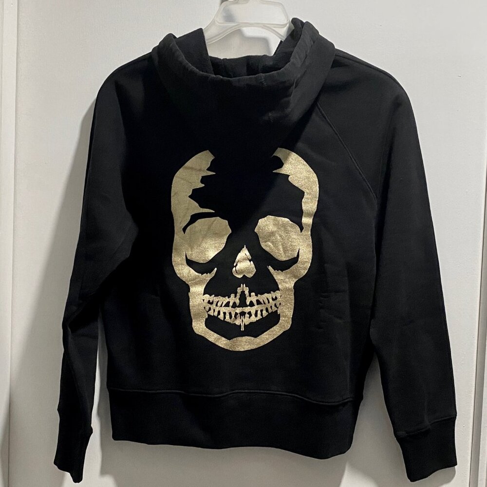 Men Unisex Zadig & Voltaire Cotton Clipper Scull Foil Goth Punk Grunge Hoodie S